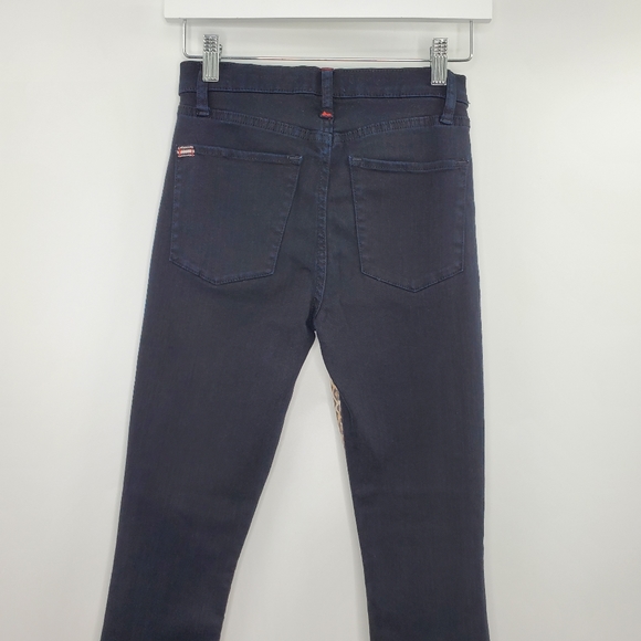 Alice + Olivia Leopard Print High Rise Skinny Jeans Queen Of The Night Black Raw - Picture 5 of 8